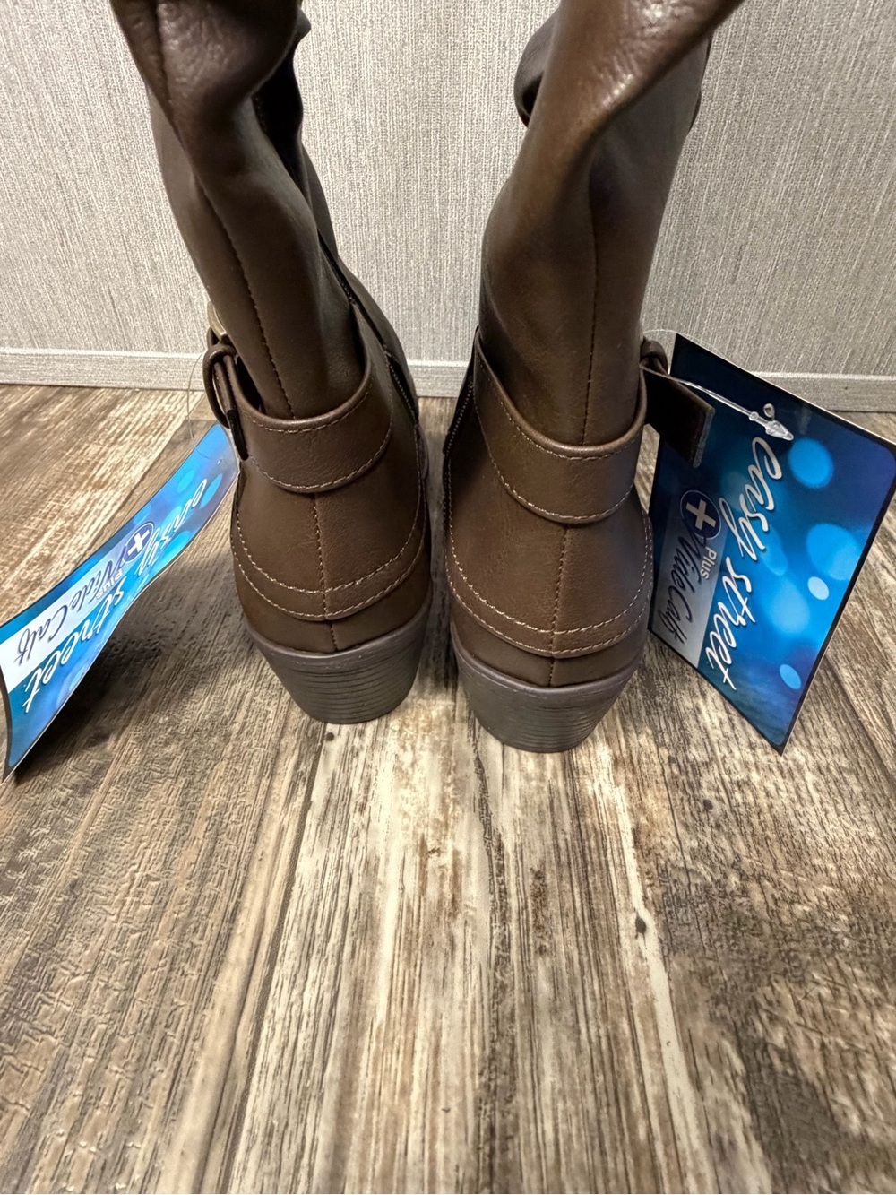easy street Brown Tall Buckle Riding Boots Size 7 Wide Calf - Picture 12 of 16